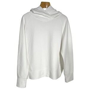 Akini White Textured Pullover Hoodie Long Sleeve Casual Athleisure Women Small